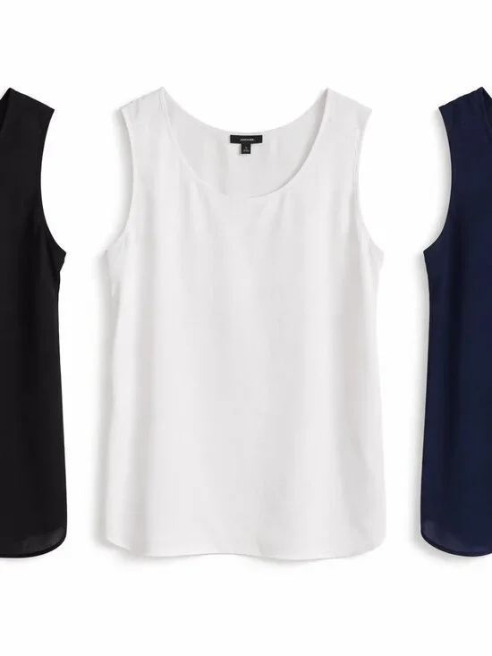 Alfani Sleeveless Blouse Bundle 3 Tops Large Black White Navy Flowy Workwear - Picture 2 of 10